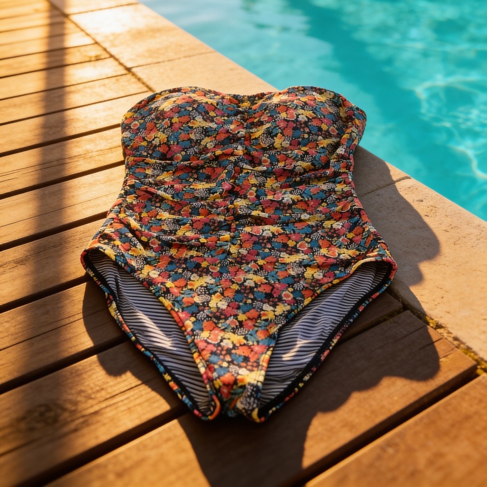 Floral Ruched One-Piece Swimsuit - Multi With Removable Strap